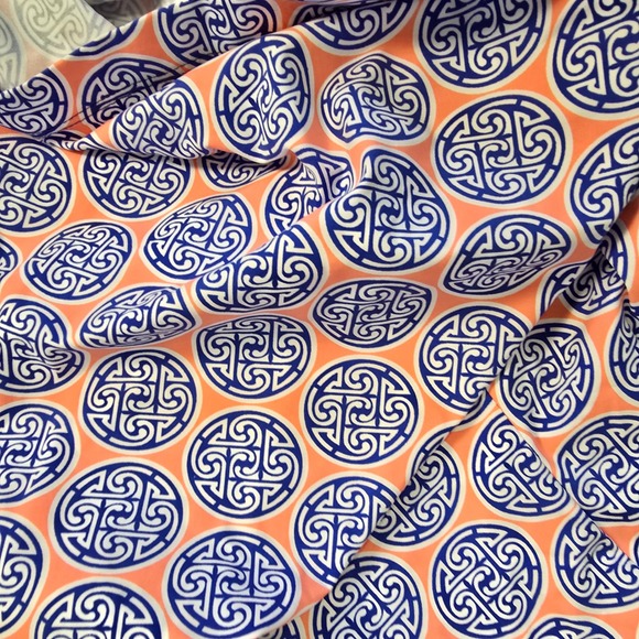 Katherine Way Womens Orange Blue Geometric Medallion Shift Dress Size M USA Made - Picture 9 of 9